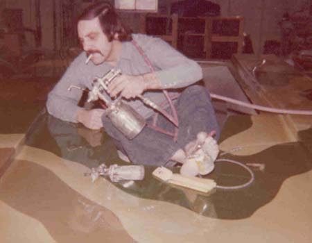 Laying down kustom paint by hand, from the shop archive