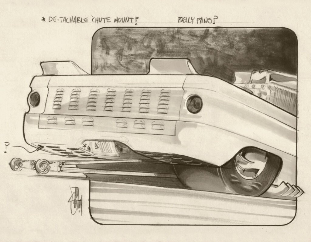 Jimmy Smith’s working sketch of the A100’s bed and engine