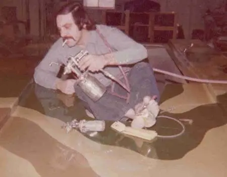 Laying down kustom paint by hand, from the shop archive